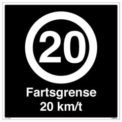 Fartsgrense 20 km/t 500 x 500 - Privatrettslig skilt