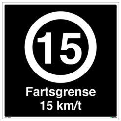 Fartsgrense 15 km/t 500 x 500 - Privatrettslig skilt