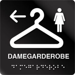 Damegarderobe V taktile skilt