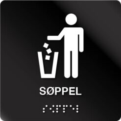 Søppel taktilt skilt