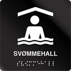Svømmehall taktilt skilt